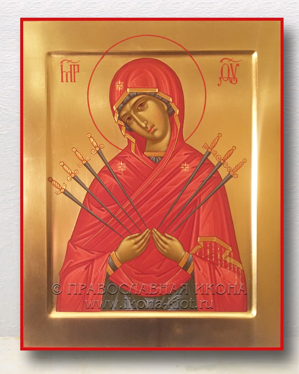 Ikone GM икона Богородица Семистрельная рамка освящена 6,3 x5,5 x 0,8 cm